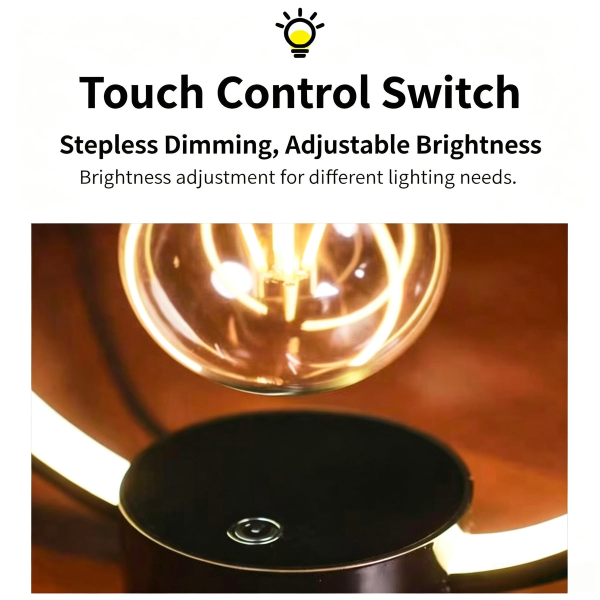 Magnetic Levitating Light Bulb Table Lamp, Touch Control Stepless Dimmable Night Light, Creative Decor Desk Lamp for Home, Unique Gift for Birthday Housewarming