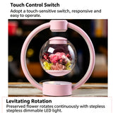 Magnetic Levitating Preserved Rose Lamp, Rotating LED Touch Night Light, Romantic Gift for Her