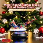 Magnetic Levitation Santa Sleigh Ornament with 6 Reindeer, Auto Rotating LED Christmas Decor, Festive Desktop Gift