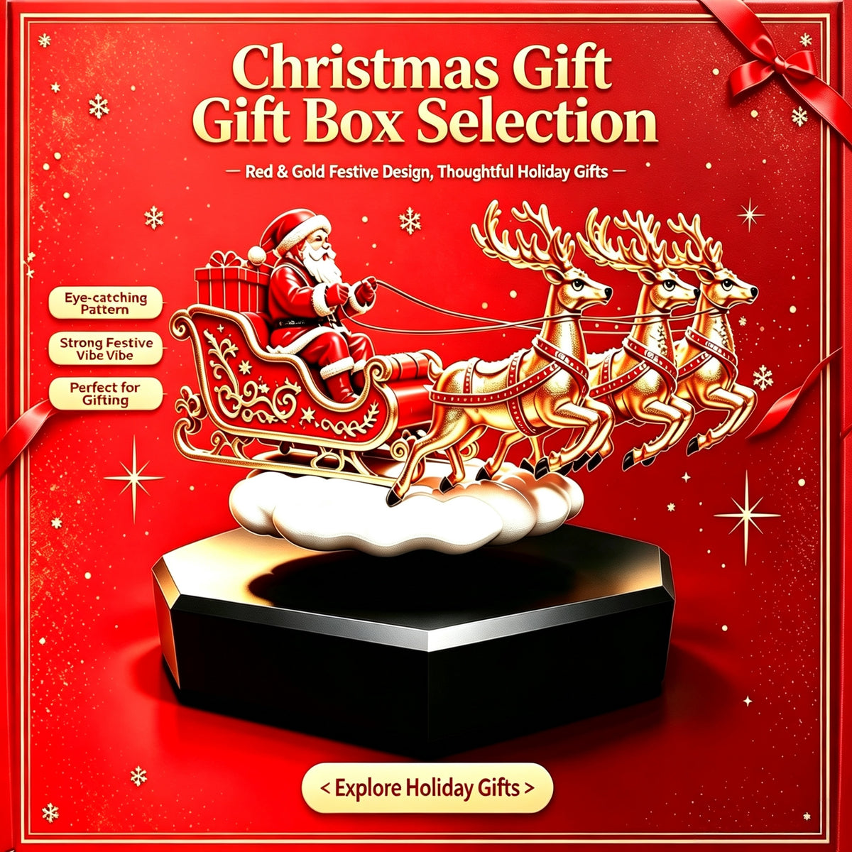 Magnetic Levitation Christmas Ornament: Santa Claus and Three Reindeer on a Sleigh – Cross-Border Holiday Gift & Decorative Craft