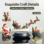 Magnetic Levitation Santa Sleigh Ornament with 6 Reindeer, Auto Rotating LED Christmas Decor, Festive Desktop Gift