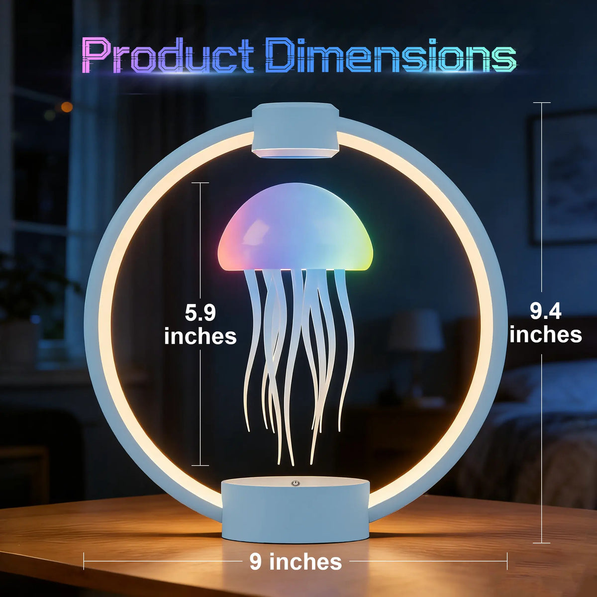 Magnetic Levitation Jellyfish Decorative Lamp - Bedroom LED RGB Lights, Remote-Controlled Full Color Gradient Illuminated Night Light with Batteries, Interactive Novelty Home Decor Gift