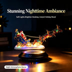 Magnetic Levitation Santa Sleigh Ornament with 6 Reindeer, Auto Rotating LED Christmas Decor, Festive Desktop Gift