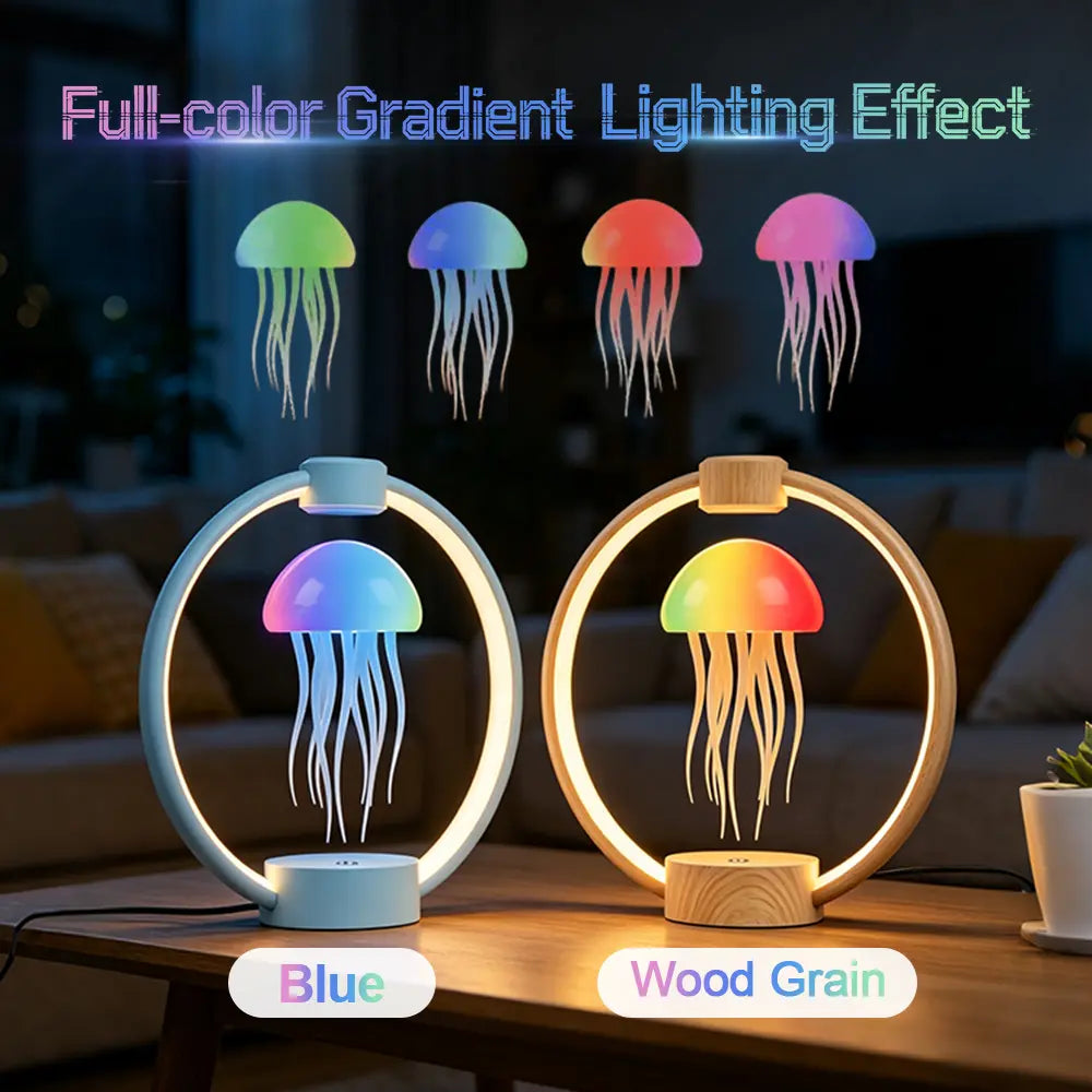 Magnetic Levitation Jellyfish Decorative Lamp - Bedroom LED RGB Lights, Remote-Controlled Full Color Gradient Illuminated Night Light with Batteries, Interactive Novelty Home Decor Gift