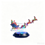 Magnetic Levitation Santa Sleigh Ornament with 6 Reindeer, Auto Rotating LED Christmas Decor, Festive Desktop Gift