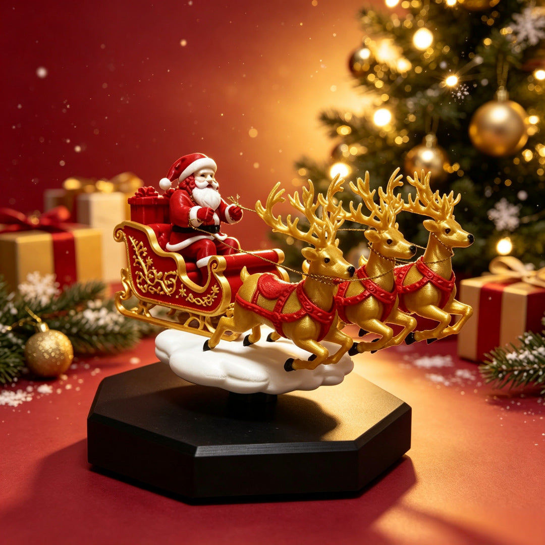 Magnetic Levitation Christmas Ornament: Santa Claus and Three Reindeer on a Sleigh – Cross-Border Holiday Gift & Decorative Craft