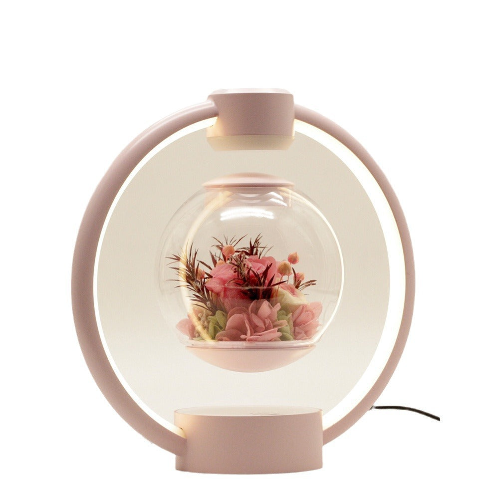 Magnetic Levitating Preserved Rose Lamp, Rotating LED Touch Night Light, Romantic Gift for Her