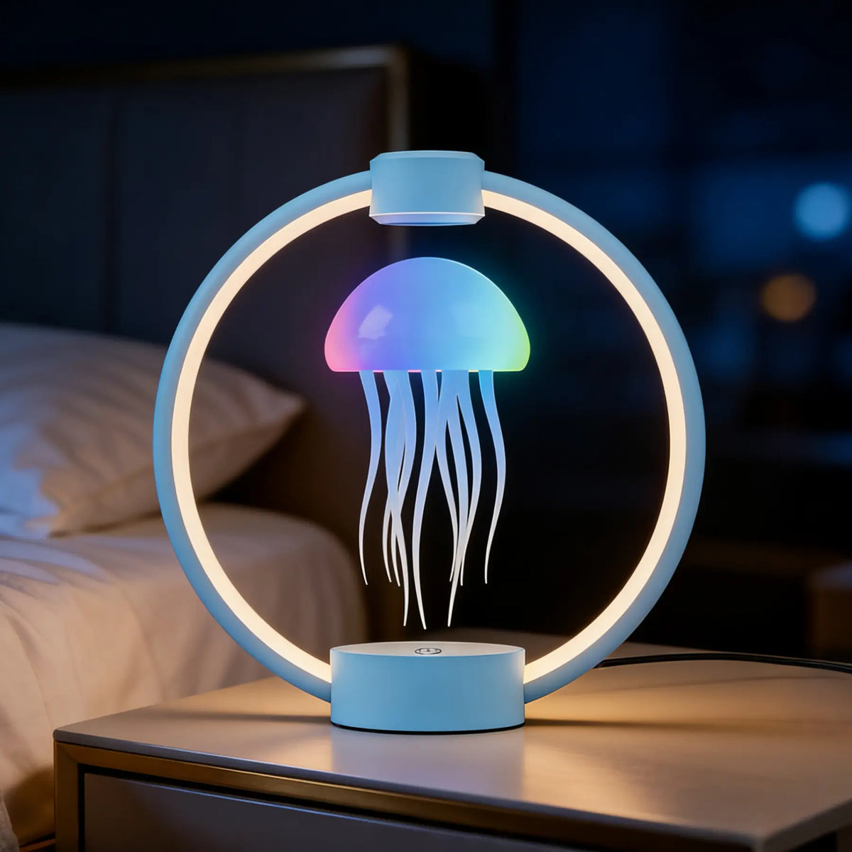 Magnetic Levitation Jellyfish Decorative Lamp - Bedroom LED RGB Lights, Remote-Controlled Full Color Gradient Illuminated Night Light with Batteries, Interactive Novelty Home Decor Gift