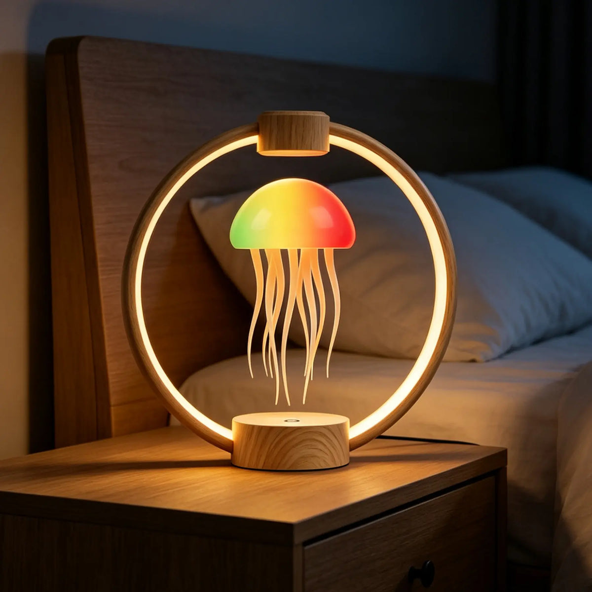 Magnetic Levitation Jellyfish Decorative Lamp - Bedroom LED RGB Lights, Remote-Controlled Full Color Gradient Illuminated Night Light with Batteries, Interactive Novelty Home Decor Gift