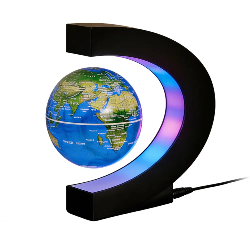 Maglev Globe with C-Shaped Stand - Floats, Gradient Color LED Light, High-Definition World Map, High-Tech Desktop Accessory, Indoor Desk Gadget, Office Decor, Unique Gifts for Man, Gifts for Boyfriends